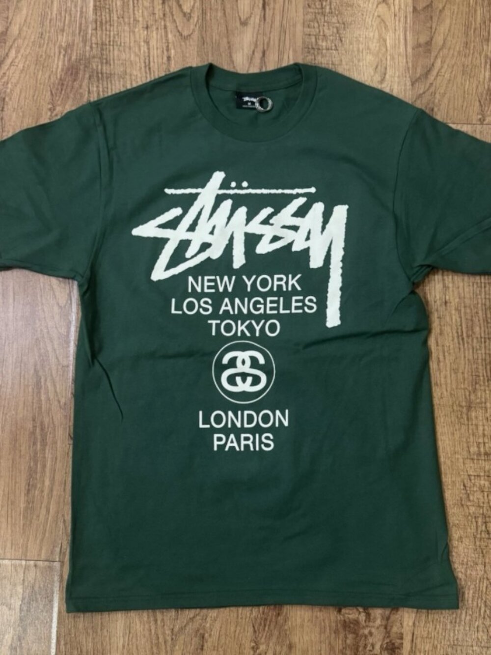 Stussy Men's Medium World Tour Short Sleeve Forest Green Tee 4THACULTURE~
